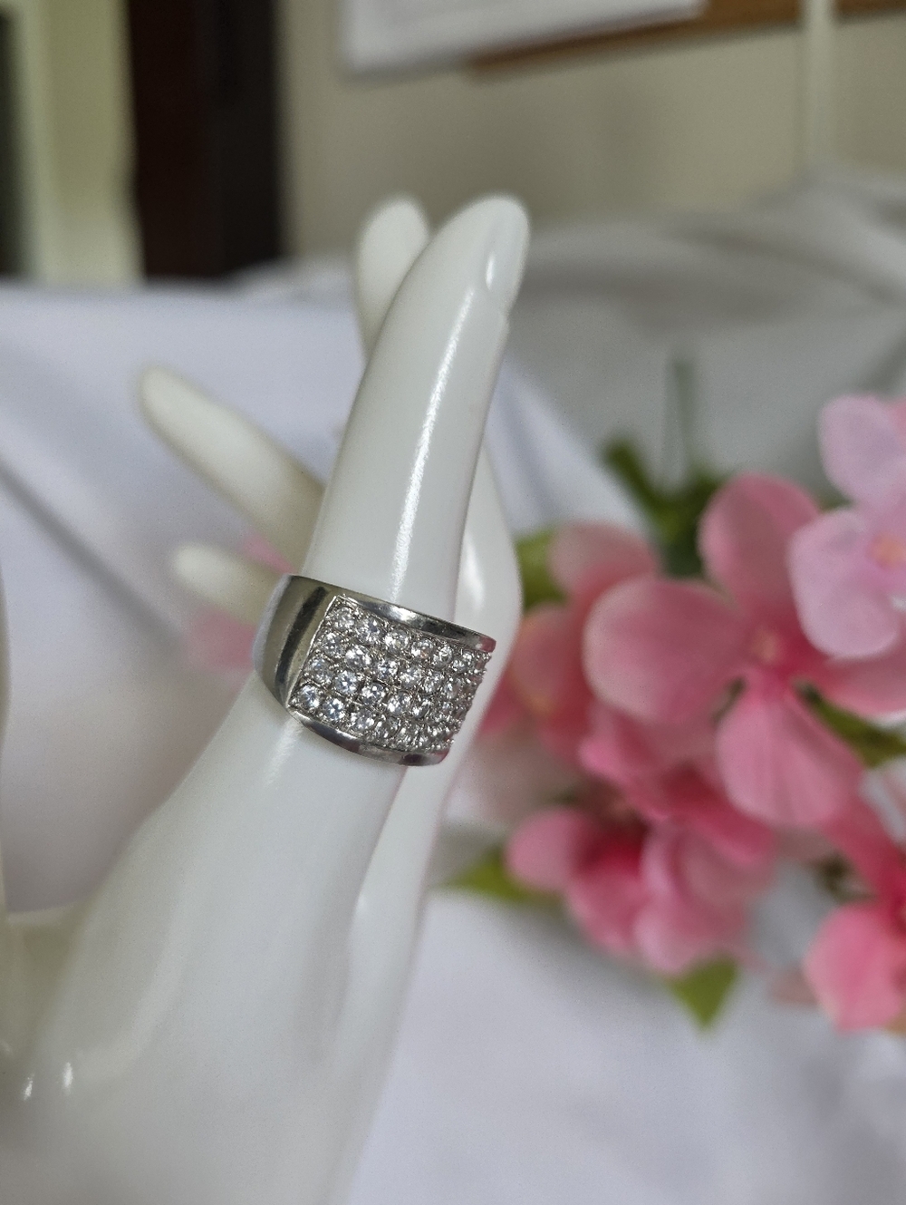 Silpada 925 Sterling Silver Channel Set Cubic Zirconia Ring R1405 Size 7 to 7.25